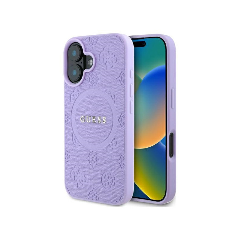 Kryt Guess SAFFIANO PEONY Classic Logo pro iPhone 16 Plus - fialová