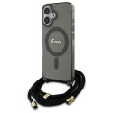Kryt Guess Crossbody Cord SCRIPT pro iPhone 16 - černý