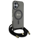 Kryt Guess Crossbody Cord SCRIPT pro iPhone 16 - černý