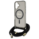 Kryt Guess Crossbody Cord SCRIPT pro iPhone 16 - černý