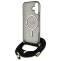 Kryt Guess Crossbody Cord SCRIPT pro iPhone 16 - černý