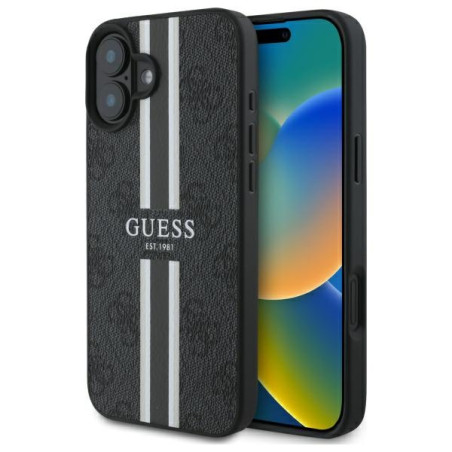 Kryt Guess 4G Printed Stripes MagSafe pro iPhone 16 - black