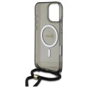 Kryt Guess Crossbody Cord Script MagSafe iPhone 16 Pro Max černý