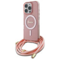 Kryt Guess CROSSBODY CORD MagSafe pro iPhone 16 Pro Max - růžový