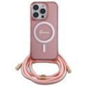 Kryt Guess CROSSBODY CORD MagSafe pro iPhone 16 Pro Max - růžový