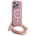 Kryt Guess CROSSBODY CORD MagSafe pro iPhone 16 Pro Max - růžový