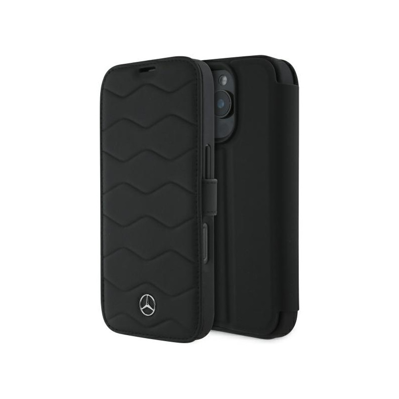 Pouzdro Mercedes MB WAVES Leather pro iPhone 16 Pro Max - černé