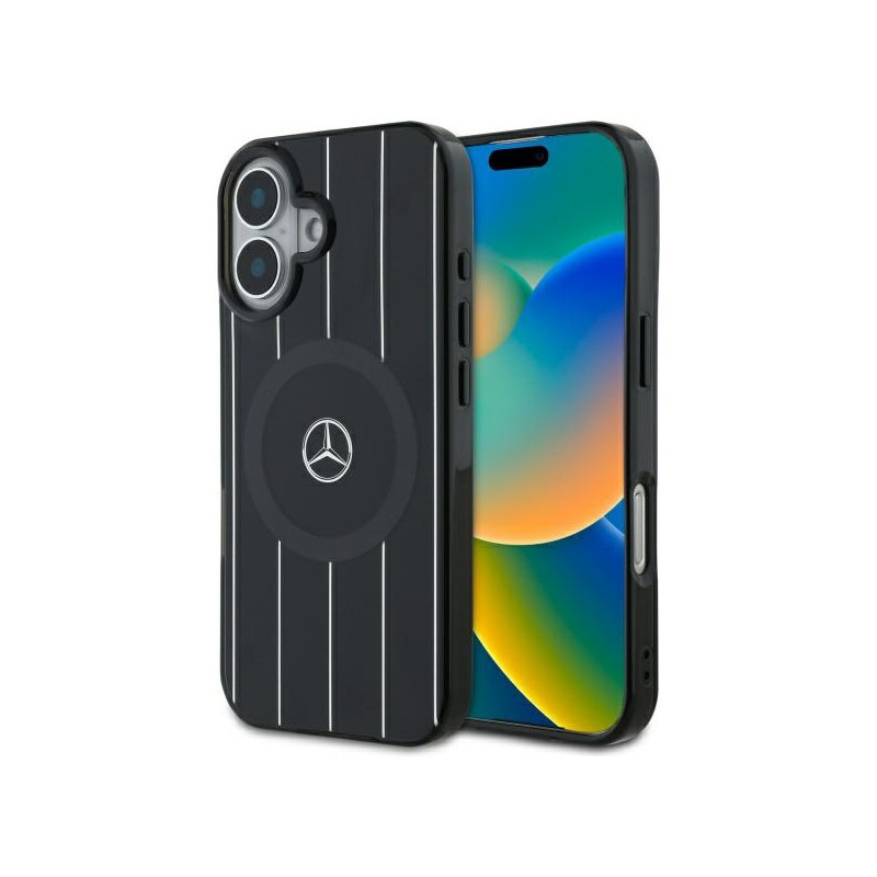 Kryt Mercedes MB DOUBLE LAYER CROSSED LINES MagSafe pro iPhone 16 - black