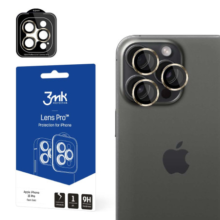3mk Lens Protection Pro iPhone 15 Pro – zlatý rám