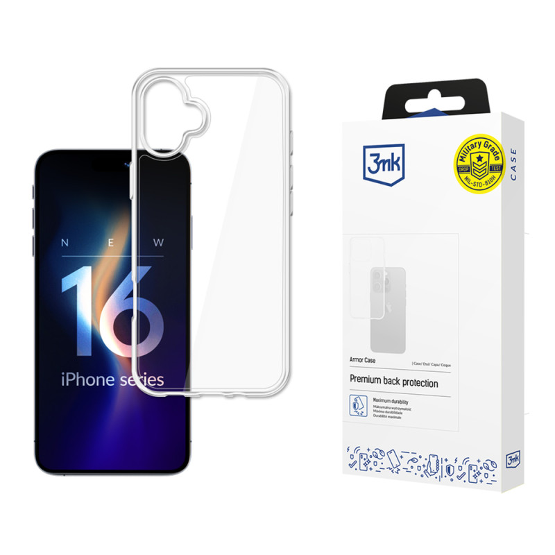 Kryt 3mk Protection Armor Case pro iPhone 16 - impact-absorbing (transparentní)