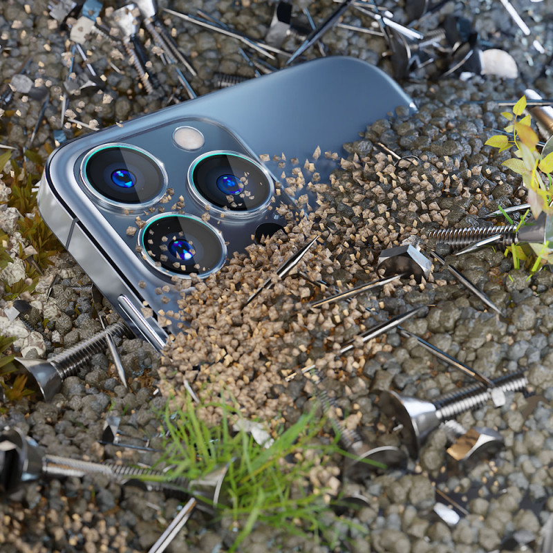 Ochranné sklo 3mk Lens Protection Pro Camera Cover pro iPhone 15 Pro - modrý rámeček