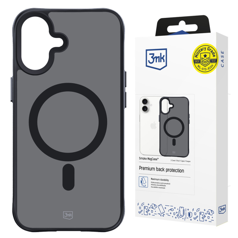 Kryt 3mk Smoke MagCase s MagSafe pro iPhone 16 - semi-transparent