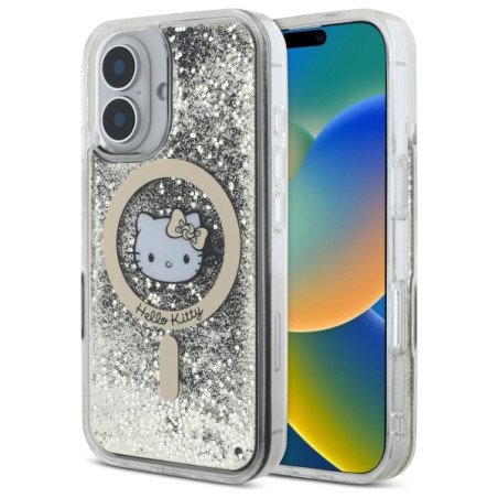 Kryt Hello Kitty LIQUID GLITTER FEVER iPhone 16 zlatý