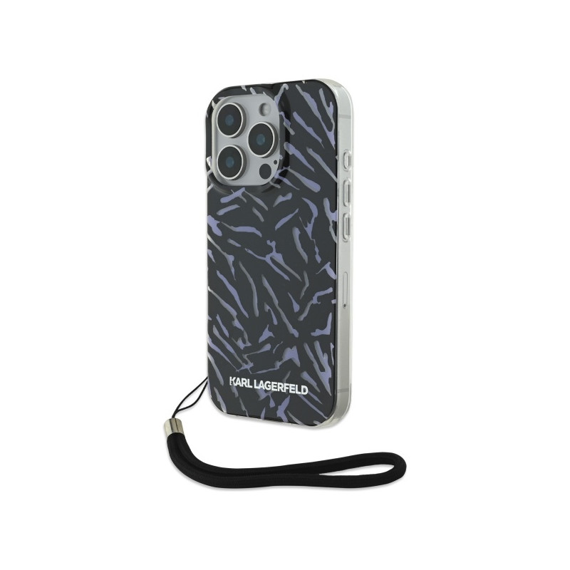Kryt Karl Lagerfeld ZEBRA WITH CORD pro iPhone 16 Pro - fialová