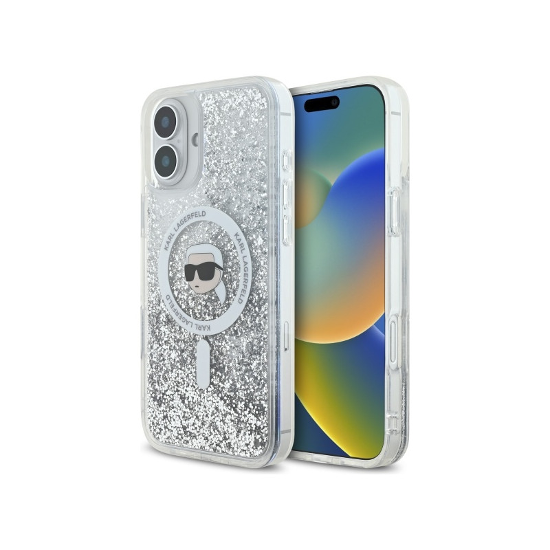 Kryt Karl Lagerfeld LIQUID GLITTER pro iPhone 16 Plus - clear