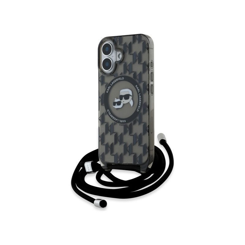Kryt Karl Lagerfeld IML CROSSBODY MONOGRAM KÁRL & CHOUPETTE HEAD pro iPhone 16 - černý