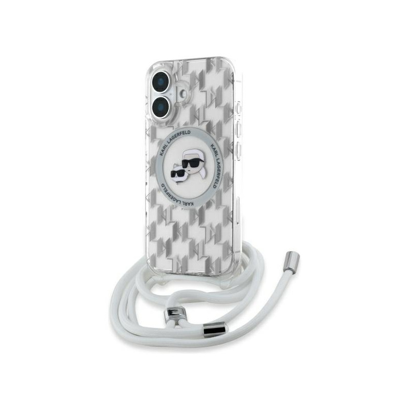 Kryt Karl Lagerfeld IML CROSSBODY MONOGRAM KARL & CHOUPETTE HEAD pro iPhone 16 - clear