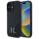 Kryt Karl Lagerfeld SILICONE SHADOW METAL pro iPhone 16 – černý