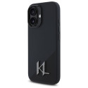 Kryt Karl Lagerfeld SILICONE SHADOW METAL pro iPhone 16 – černý