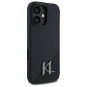 Kryt Karl Lagerfeld SILICONE SHADOW METAL pro iPhone 16 – černý
