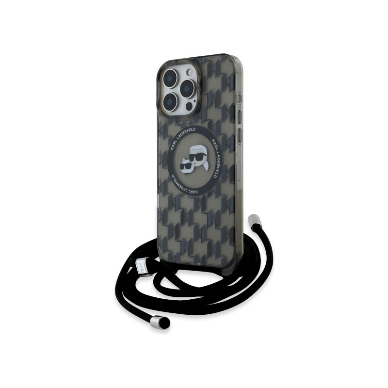 Kryt Karl Lagerfeld IML Crossbody Monogram Karl & Choupette Head pro iPhone 16 Pro Max - černý