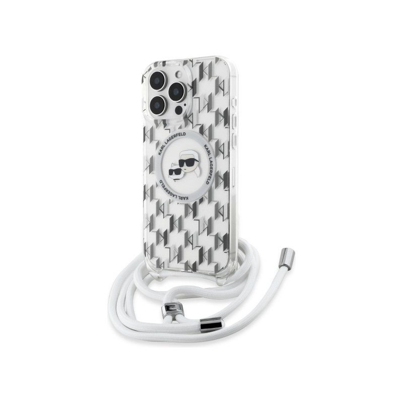 Kryt Karl Lagerfeld IML Crossbody Monogram Karl & Choupette Head pro iPhone 16 Pro Max - clear
