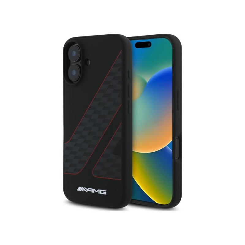 Kryt AMG Checkered Flag Pattern pro iPhone 16 - černý