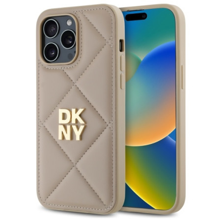 Kryt DKNY QUILTED STACK LOGO iPhone 14 Pro - béžový