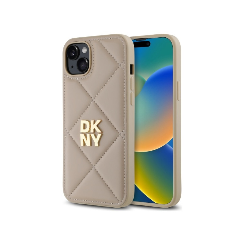 Kryt DKNY QUILTED STACK pro iPhone 15 Plus - béžová