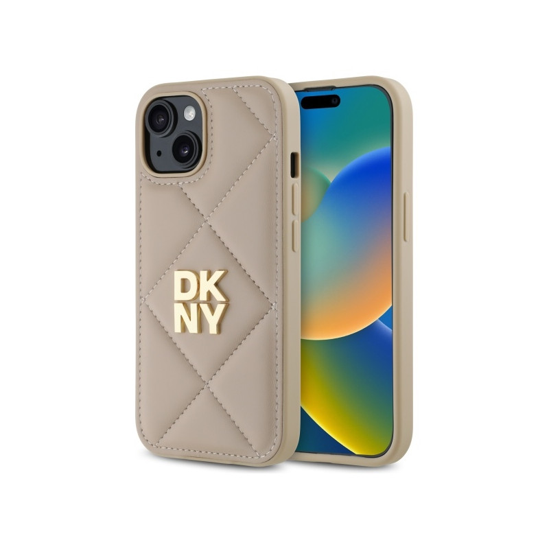 Kryt DKNY Quilted Stack pro iPhone 15 - beige