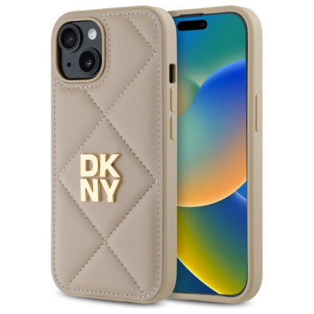 Kryt DKNY Quilted Stack pro iPhone 15 - béžová