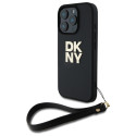 Kryt DKNY WRIST STRAP STOCK LOGO pro iPhone 16 Pro - černý