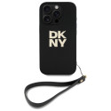 Kryt DKNY WRIST STRAP STOCK LOGO pro iPhone 16 Pro - černý
