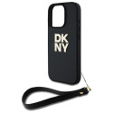 Kryt DKNY WRIST STRAP STOCK LOGO pro iPhone 16 Pro - černý