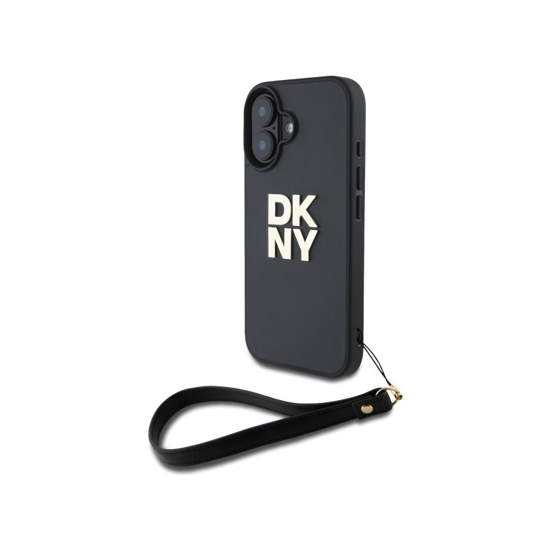Kryt DKNY WRIST STRAP STOCK LOGO pro iPhone 16 - černá