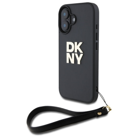 Kryt DKNY WRIST STRAP STOCK LOGO iPhone 16 - černá