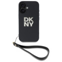 Kryt DKNY WRIST STRAP STOCK LOGO iPhone 16 - černá