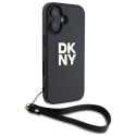 Kryt DKNY WRIST STRAP STOCK LOGO iPhone 16 - černá