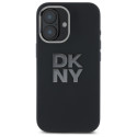 Kryt DKNY Liquid Silicone Metal Logo pro iPhone 16 - černý