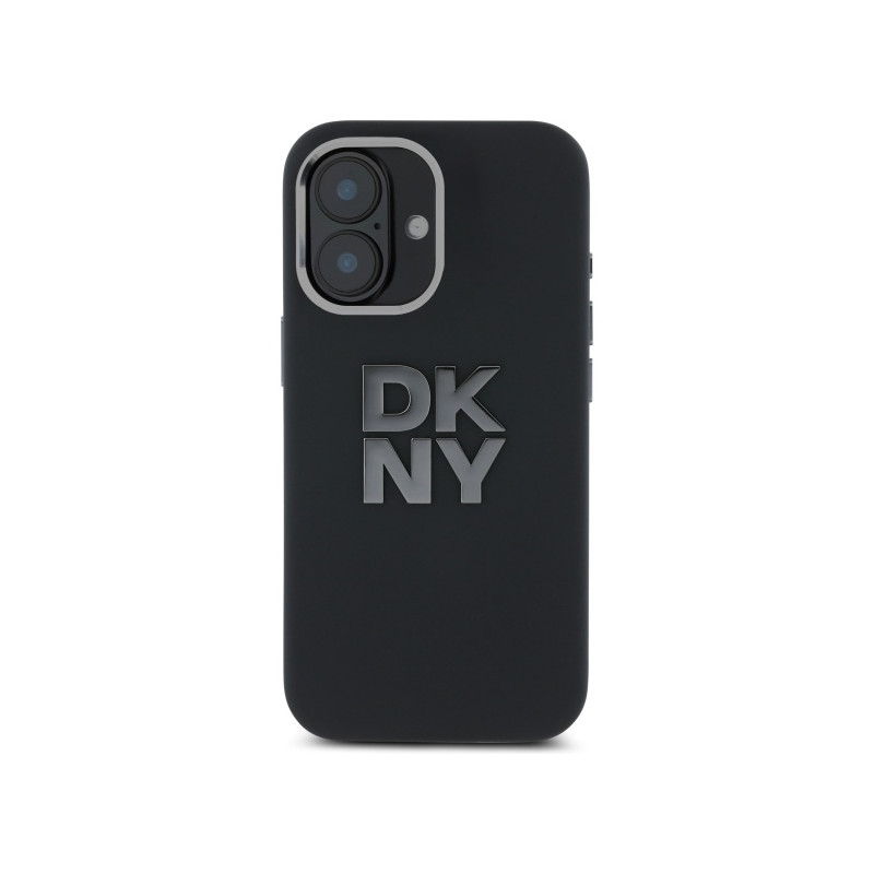 Kryt DKNY Liquid Silicone Metal Logo pro iPhone 16 - černý