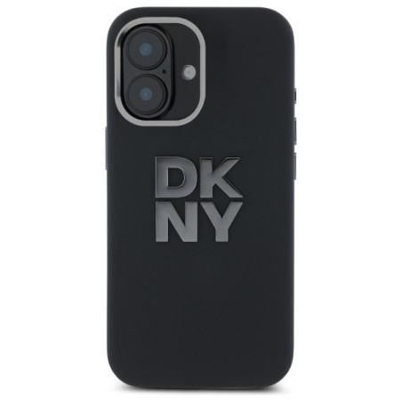 Kryt DKNY Liquid Silicone Metal Logo pro iPhone 16 - černý