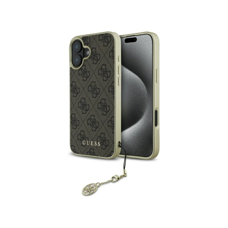 Kryt Guess 4G CHARMS COLLECTION pro iPhone 16 Plus - hnědý