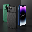 NILLKIN CamShield Pro Magnetic Ultra odolný MagSafe kryt s krytkou kamery pro iPhone 15 Pro Max, zelený