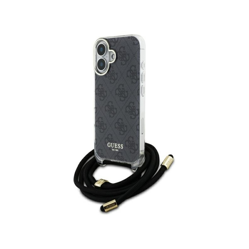 Pouzdro Guess Crossbody Cord 4G Print pro iPhone 16 - černé