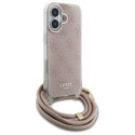 Kryt Guess Crossbody Cord 4G Print iPhone 16 - růžový