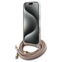 Kryt Guess Crossbody Cord 4G Print iPhone 16 - růžový