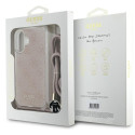 Kryt Guess Crossbody Cord 4G Print iPhone 16 - růžový