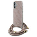 Kryt Guess Crossbody Cord 4G Print iPhone 16 - růžový