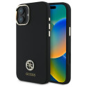 Kryt Guess Silicone Logo Strass 4G iPhone 16 - černý