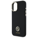 Kryt Guess Silicone Logo Strass 4G iPhone 16 - černý